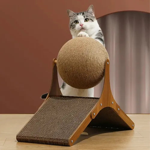 Accesorio de Bola Rascadora Ondulada para Gatos, Sisal Dorado | Grado B