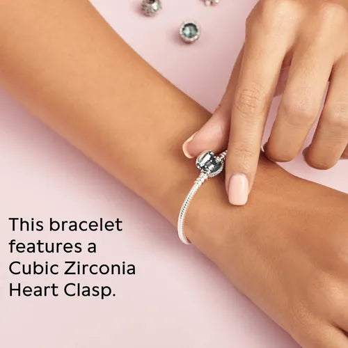 MOMENTS SPARKLING HEART CLASP SNAKE CHAIN BRACELET