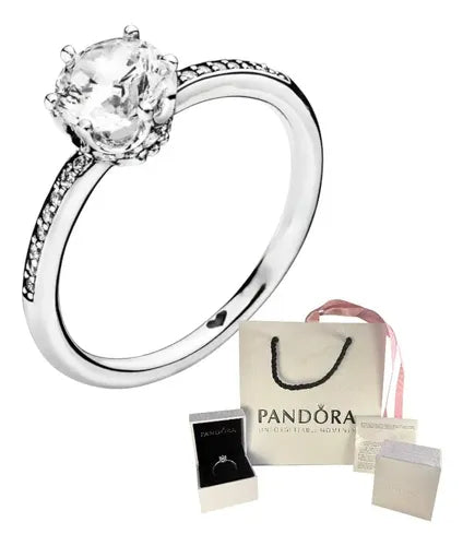Anillo de Corona con Piedra Color Plateado | Grado B