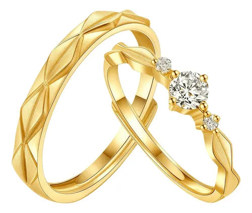 Anillos de Promesa Mujer Color Dorado Ajustables Elegantes para Pareja | Grado B