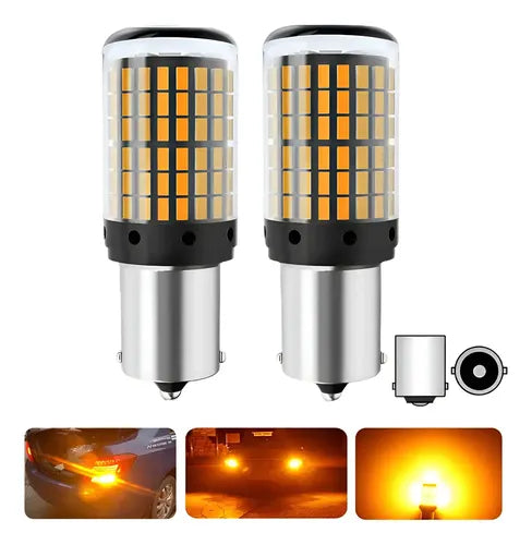 2 Foco LED 1156 BAU15S PY21W Auto Direccionales sin Error | Grado B