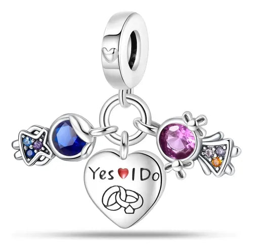 Dije Charm de San Valentín para Pulsera Color Plateado | Grado B