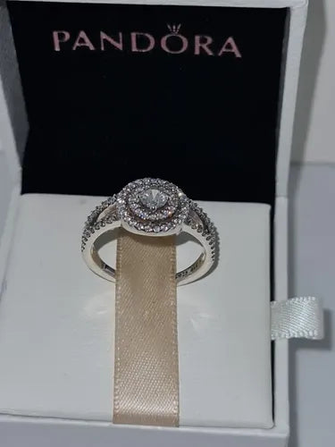 Anillo Doble Halo Brillante Color Plateado | Grado B