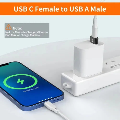 Adaptador USB Tipo C Hembra a USB Macho Color Plateado | Grado B