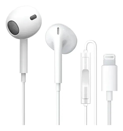 Audífonos para iPhone 7 8 11 12 13 14 Lightning Manos Libres Blanco | Grado B