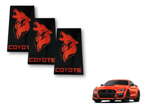 Kit de Emblemas de Metal Mustang Coyote Negro/Rojo | Grado B