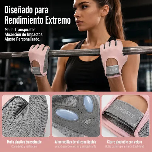 Guantes de Gimnasio para Mujer para Pesas y Ciclismo | Grado B