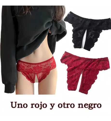 2piezas Ligeros Sensuales Calzones Encaje Ropa Interior Grande | Grado B
