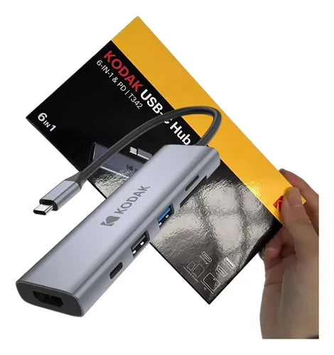 Kodak Hub Usb C 6 En 1 Usb 3.0/2.0/pd100w/hdmi/lector Sd/tf