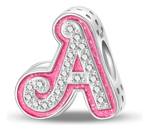 Charms de Letras con Zirconias Color Plateado y Rosa | Grado B