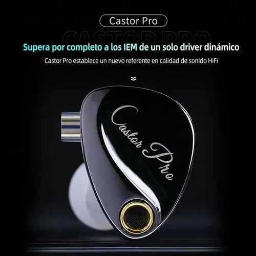 Audífonos Kz Castor Pro Versión Bass Iem Músicos Gamer Kit Negro GRADO B