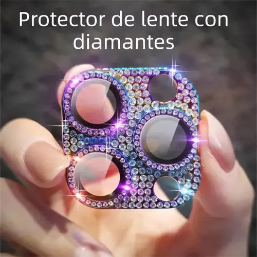 MICA PROTECTORA LENTE CÁMARA PARA IPHONE DIAMANTES COLORES 1