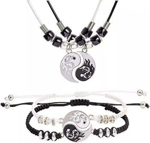 Qyju Juego De Collares Y Pulseras De Yin Yang Dragón ...
