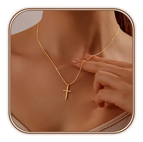 Collar con Forma de Cruz para Mujer Color Dorado | Grado B