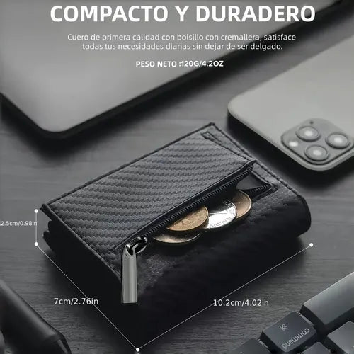 Cartera Tarjetero de Aluminio con Protección RFID para Hombre | Grado B