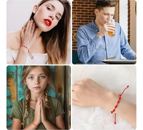 4 Pulseras de Cuerda Roja Trenzada de Protección 17 cm | Grado B