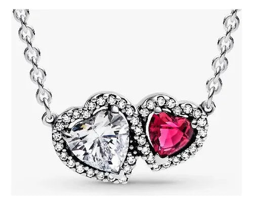 Collar con Colgante Halo de Corazón Reluciente Color Plateado | Grado B