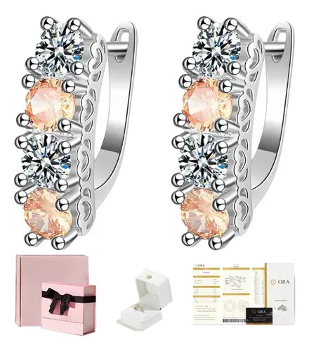 Aretes con Piedras de Colores Regalo para Mamá Color Plateado | Grado B