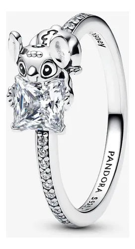 Anillo con Gema Color Blanco Talla 7 Color Plateado