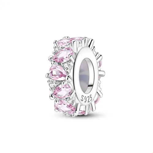 Charms de Letras con Zirconias Color Plateado y Rosa | Grado B