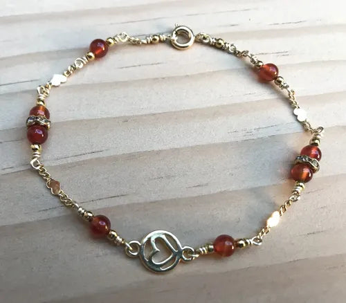 Pulsera Corazón Piedra Natural Acero Inoxidable Pulsera | Grado B