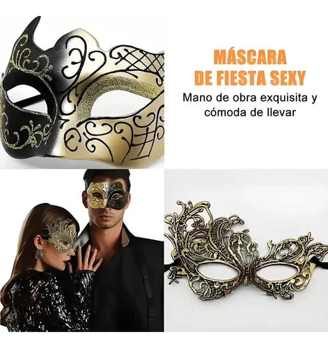 2 Antifaz Fiesta Mascaras Halloween Pareja Carnaval Cosplay | Grado B