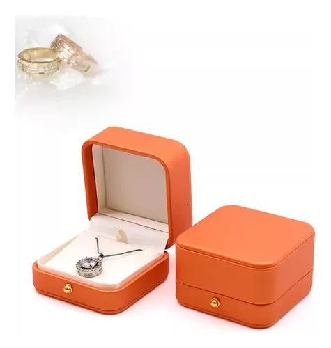 Caja de Anillo para Compromiso Propuesta Regalo Joyas Lujo Naranja | Grado B