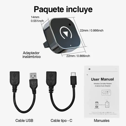 CAR PLAY ADAPTADOR INALÁMBRICO Y ANDROID AUTO CONVERTER 2EN1