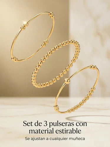 Pulseras de Pareja Ajustables Unisex Color Dorado | Grado B