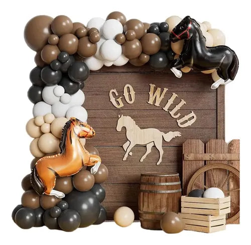 Globos de Caballos Decoración Cumpleaños de Vaquera Fiesta - Bordó - Lunares | Grado B