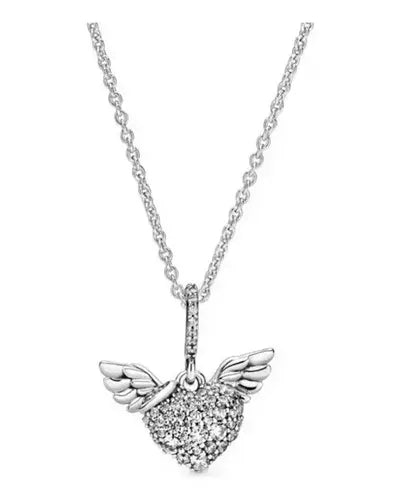 Collar Alas de Ángel Brillantes Color Plateado