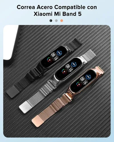Correa Acero Inoxidable Para Xiaomi Mi Band 5 Iforu 3 Piezas 1 ACERO 2 SILICONA  GRADO A