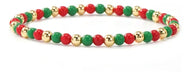 Pulsera Perlas Cuentas Oro Stacking Mujer Ideal para Regalo Rojo y Verde y Dorado 17.5 CM Rojo y Verde y Dorado | Grado B