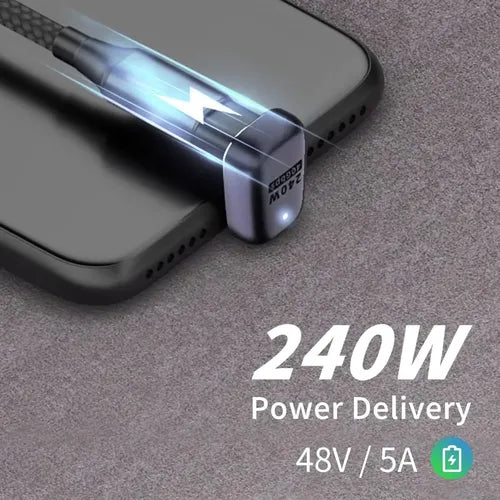 Adaptador USB C de 180 Grados 240W 8K Compatible con Thunderbolt 3 y 4 | Grado B