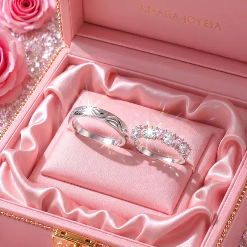 Anillo Rosa con Cristal Elegancia y Romance Color Plateado | Grado B