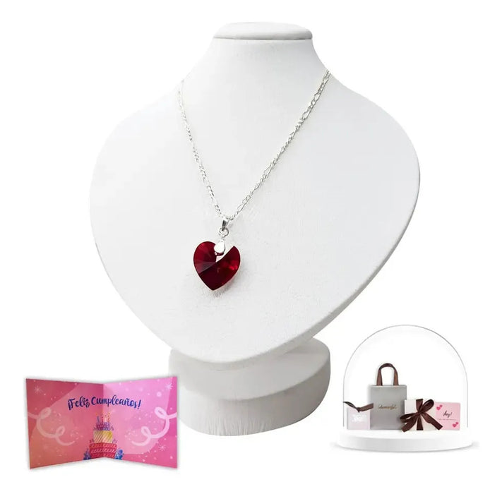 Collar con Colgante de Corazón Latiente Rojo | Grado B