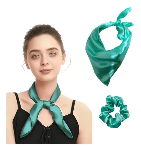 Mascada Pañuelo de Satín Color Sólido para Mujer | Grado B