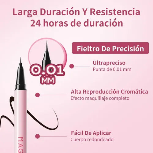 Delineador 2 en 1 de Ojos y Cejas con Lápiz y Sello Hipoalergénico Negro | Grado B