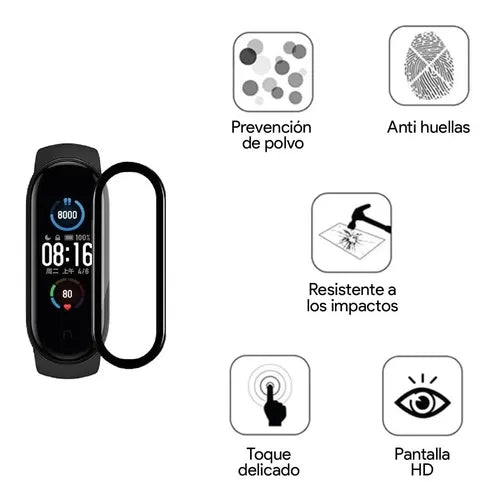 5 micas protectoras para xiaomi mi band 5  compatible m5 1