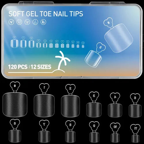 120 PZS TIPS UñAS POSTIZAS SUAVE GEL PIES PEDICURA INST TRANSPARENTE GRADO A