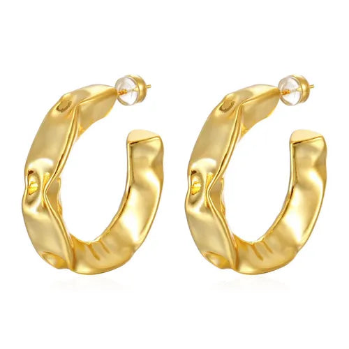 Arracadas Martilladas para Mujer Color Dorado | Grado B