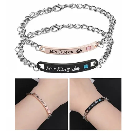 Pulseras de Pareja Rey y Reina 5.4 cm y 43.18 cm | Grado B
