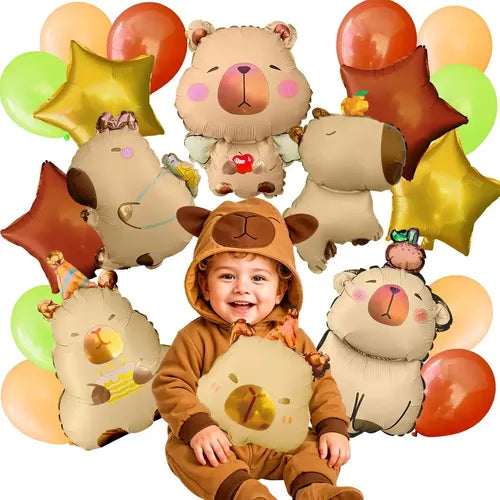 Kit de Globos con Motivo de Capibara para Fiesta de Cumpleaños Color Dorado | Grado B