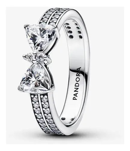 Anillo Doble Halo Brillante Color Plateado