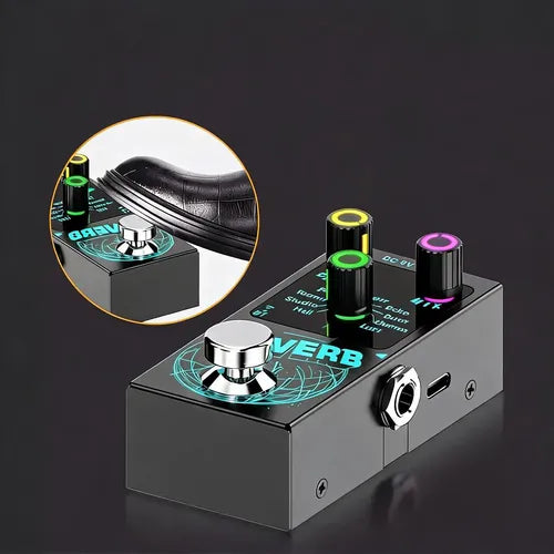 Pedal de Efectos Reverb de 9 Tonos para Guitarra Eléctrica Color Negro | Grado B