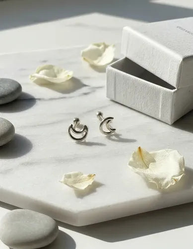 Aretes de Diseño Geométrico Color Plateado | Grado B