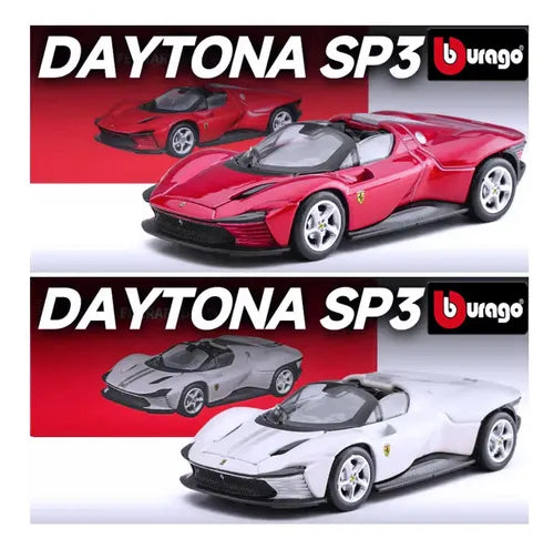 Bburago Ferrari Daytona SP3 Metal Car Model Rojo Blanco 1:64 | Grado B
