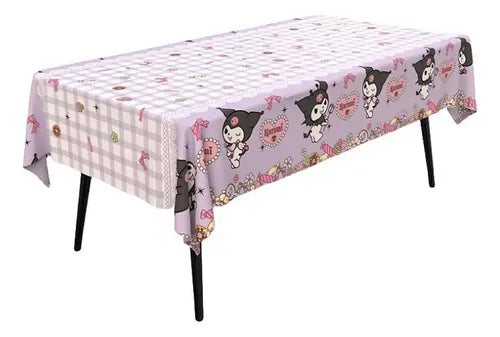 MANTEL RECTANGULAR KUROMI DE PLÁSTICO IMPERMEABLE ROSA 1.8 M X 1.08 M KUROMI TABLECLOTH