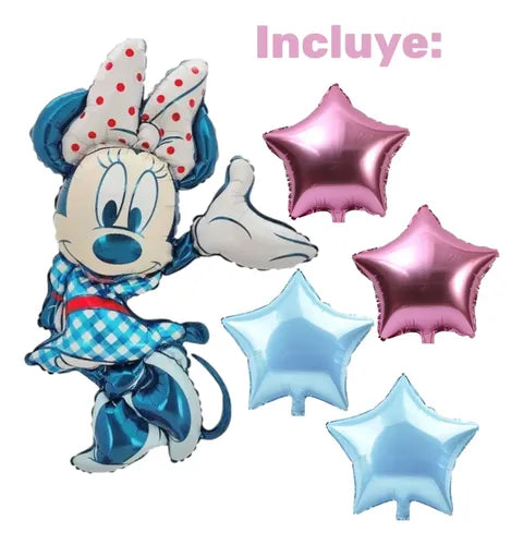 Paquete de 5 Globos de Aluminio con Lunares Color Azul 22 Pulgadas | Grado B