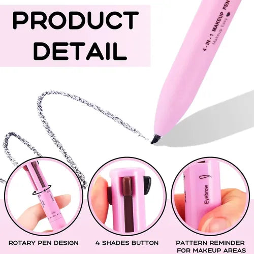 SET DE BOLÍGRAFOS DE MAQUILLAJE MULTIFUNCIÓN 4 EN 1: LÁPIZ D 2